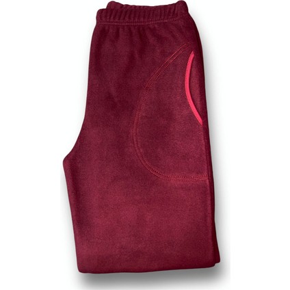 Kadın Bordo Polar Cepli Kışlık Kalın Pijama Altı modelleri