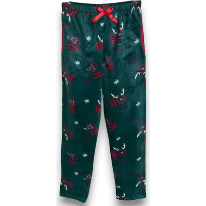 Kadın Koyu Yeşil Polar Cepli Kışlık Kalın Kaliteli Pijama Altı