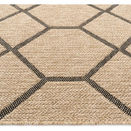 Mocha 669 Siyah Katlama Halı Kilim Mutfak Koridor Yolluk Jüt Hasır Görünüm Dokuma Makine Halı