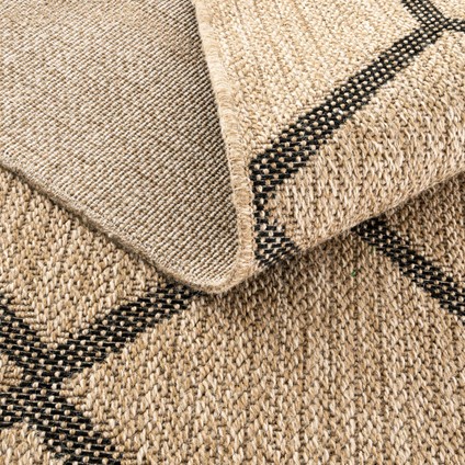 Mocha 669 Siyah Katlama Halı Kilim Mutfak Koridor Yolluk Jüt Hasır Görünüm Dokuma Makine Halı