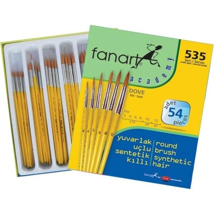 Academy Seri 535C Sentetik Kıl Yuvarlak Fırça Seti NO:2-4-6-8-1012 54 Lü (7535C.S2) fiyatları