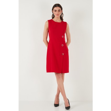 Standart Fit Kemerli Bisiklet Yaka Mini Elbise Kadın Elbise 611EL1964 fırsatları