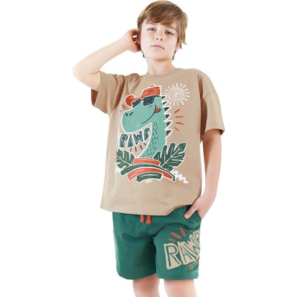 Summer Dino Erkek Çocuk T-Shirt Şort Takım