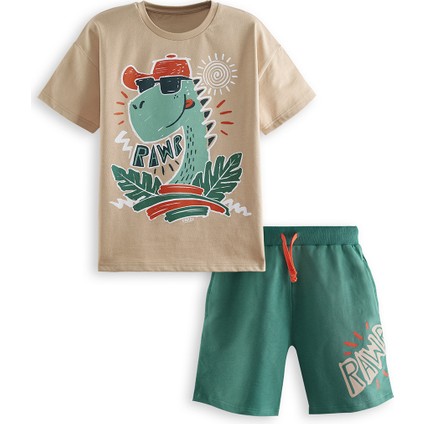 Summer Dino Erkek Çocuk T-Shirt Şort Takım
