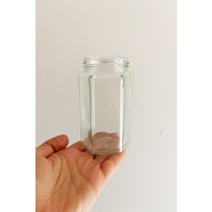 385 ml Metal Kapaklı Altıgen Bal Kavanozu 385 cc Şeffaf Hexagon Kavanoz 16 Adet (500 gr Bal Alır)