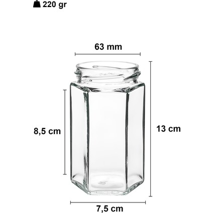 385 ml Metal Kapaklı Altıgen Bal Kavanozu 385 cc Şeffaf Hexagon Kavanoz 16 Adet (500 gr Bal Alır)