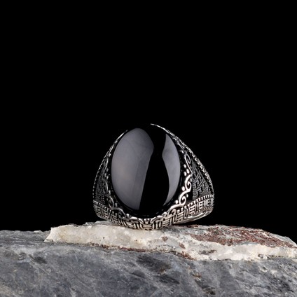 925 Ayar Gümüş Onix Taşlı Oval Model Erkek Yüzük modelleri