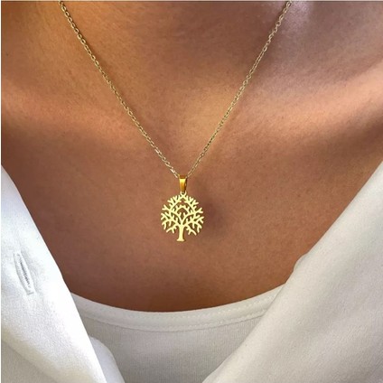 Has Altın Kaplama Lush Ağacı 925K Kolye