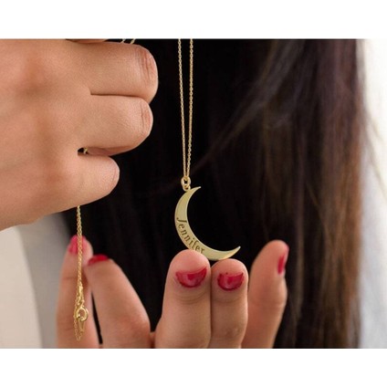 Has Altın Kaplama Ay Isim 925K Kolye