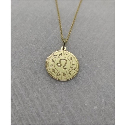 925 Ayar Gümüş Burç Haritası Aslan Burcu Kolye