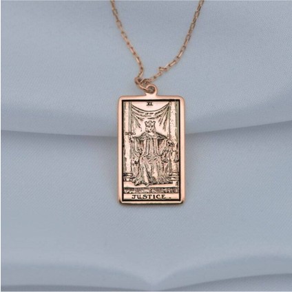 925 Ayar Gümüş Tarot Adalet Kolye