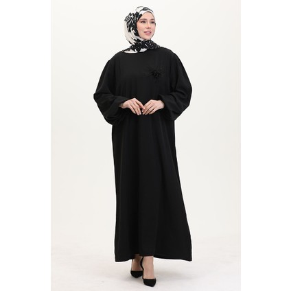 Broş Detaylı Elbise 0017-01 Siyah fiyatları