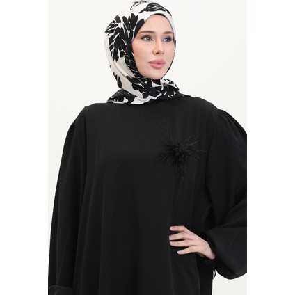 Broş Detaylı Elbise 0017-01 Siyah modelleri