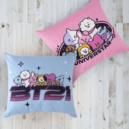 Lisanslı Pamuk BT21 Kırlent Çok Renkli Tekli