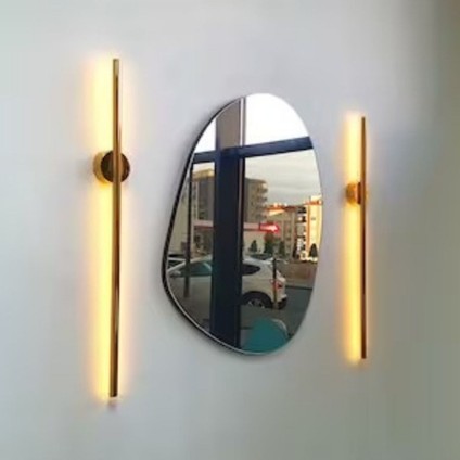 Modern Dekoratif Gold Kaplama Tekli Çubuk Aplik 80 cm Günışığı _ ELEKTRİKLİ