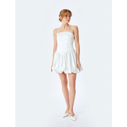 Straplez Yaka Kolsuz Slim Fit Mini Balon Elbise fiyatları