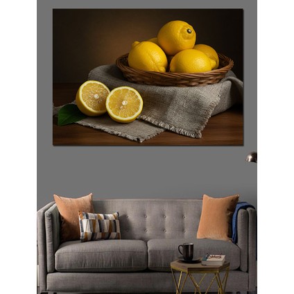 Taze Limon Sepeti Dekoratif Kanvas - Mdf Ahşap Tablo
