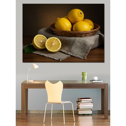 Taze Limon Sepeti Dekoratif Kanvas - Mdf Ahşap Tablo fiyatları
