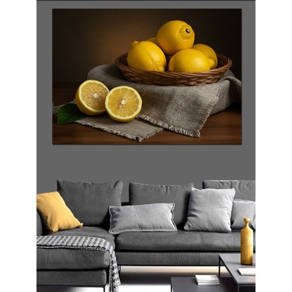 Taze Limon Sepeti Dekoratif Kanvas - Mdf Ahşap Tablo modelleri