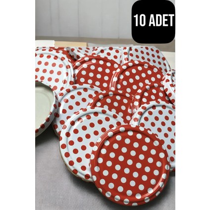10 Adet Puantiyeli Metal Kavanoz Kapağı - Standart Konserve, Kavanoz Kapağı