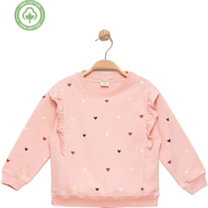 Kız Bebek %100 Pamuk Fırfırlı Pembe Sweatshirt - Kız Bebek&çocuk Giyim