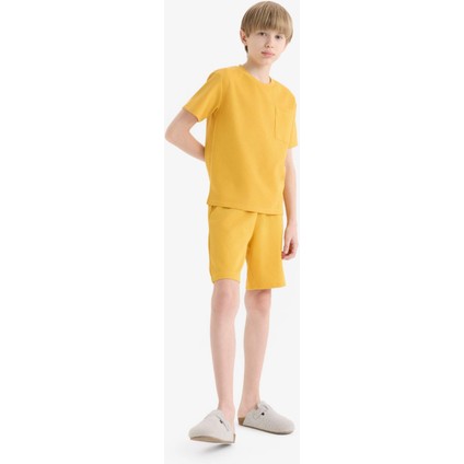 Erkek Çocuk Pijama Takımı Waffle Kısa Kollu Üst Beli Lastikli Şort D9993A825SM
