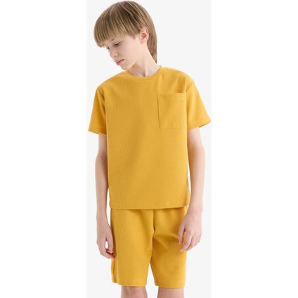 Erkek Çocuk Pijama Takımı Waffle Kısa Kollu Üst Beli Lastikli Şort D9993A825SM modelleri
