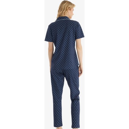 Kadın Kısa Kol Önden Düğmeli Lacivert Pijama Takımı C9T3N8O15 fiyatları