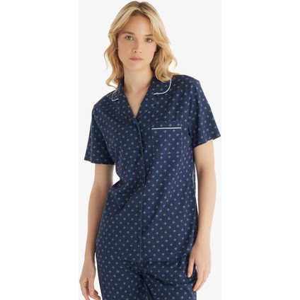 Kadın Kısa Kol Önden Düğmeli Lacivert Pijama Takımı C9T3N8O15 modelleri