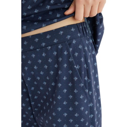 Kadın Kısa Kol Önden Düğmeli Lacivert Pijama Takımı C9T3N8O15 fırsatları