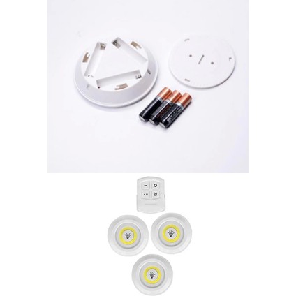 3lü Uzaktan Kumandalı Yapışkanlı Kablosuz LED Spot Lambalar (4887) indirimleri