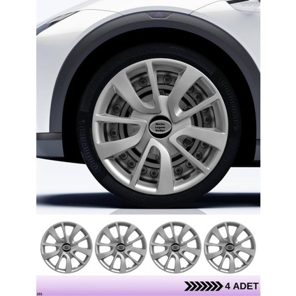 Peugeot 106 15 Inç Jant Kapağı Amblemli Gri [4 Adet Kapak] 101 CVL-ADT159