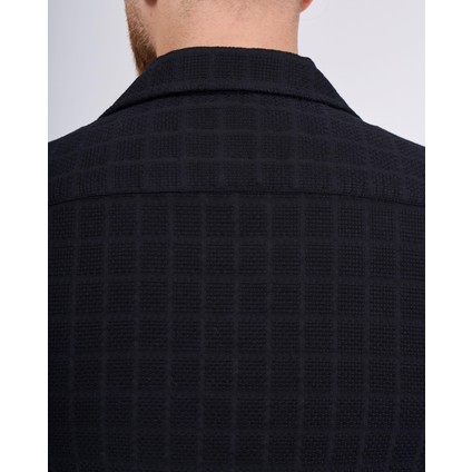 Italyan Stil Slim Fit Örme Dokulu Kısa Kollu Erkek Gömlek Siyah T13627 modelleri