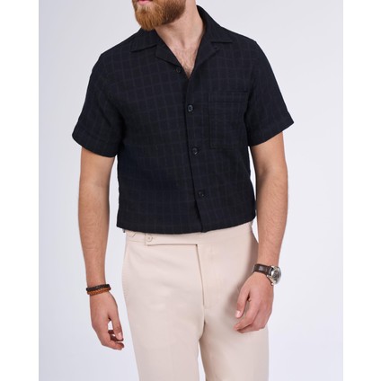 Italyan Stil Slim Fit Örme Dokulu Kısa Kollu Erkek Gömlek Siyah T13627 fırsatları
