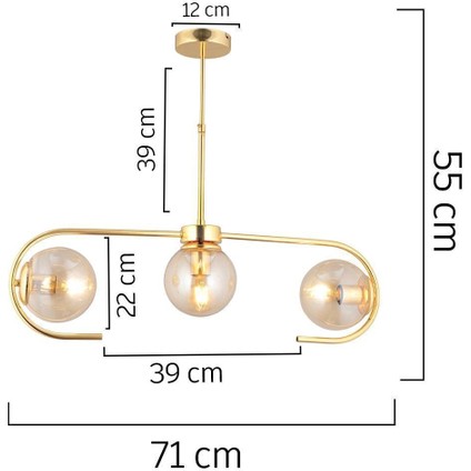 Diaspor 3lü Gold Modern Sarkıt Genç Odası Yatak Odası Retro Salon Avize