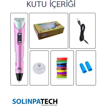 Pembe 3D Pen Üç Boyutlu Yazıcı Kalem Printer (Çok Renkli Filament -109METRE ve USB Kablo Dahil) fiyatları