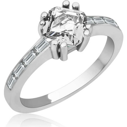 Gümüş Beyaz Baget Tek Taş Kadın Yüzük