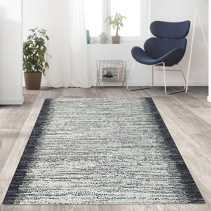 Modern Yağmur Bordür Desenli Salon Mutfak Oda Halısı Siyah Beyaz Halı Kaymaz Yıkanabilir