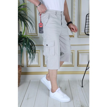 Taş Renk Erkek Regular Fit Rahat Kesim Kapri Likralı Gabardin Diz Altı Kargo Cepli Bermuda Kapri fırsatları
