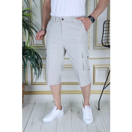 Taş Renk Erkek Regular Fit Rahat Kesim Kapri Likralı Gabardin Diz Altı Kargo Cepli Bermuda Kapri indirimleri