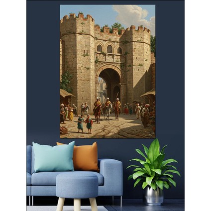 Osmanlı Tarihi Kapıdan Geçen Kalabalık Dekoratif Kanvas - Mdf Ahşap Tablo modelleri