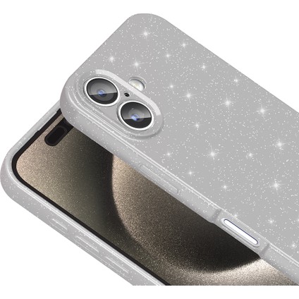 iPhone 16 Plus Kılıf Kamera Korumalı Simli Parıltılı Lüks Silikon fiyatları