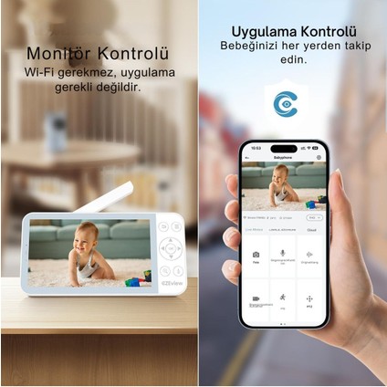 Bm6 2k Bebek Monitörü, 5.5" Hd Ekran, Wifi & Uygulama, Gece Görüşü, Hareket & Ses Algılama