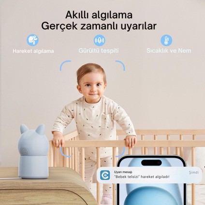 Bm6 2k Bebek Monitörü, 5.5" Hd Ekran, Wifi & Uygulama, Gece Görüşü, Hareket & Ses Algılama