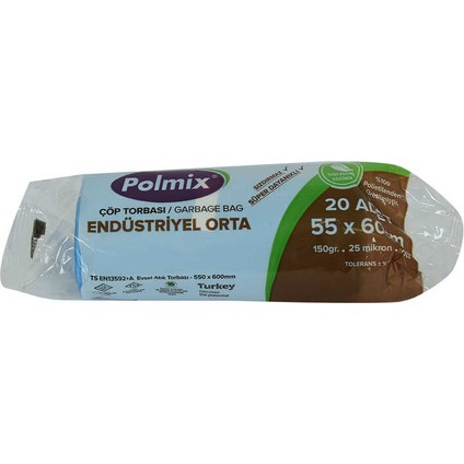 Çöp Torbası Orta Boy 55X60CM 150GR 25MIKRON 30LT Mavi Rulo 20 Adet
