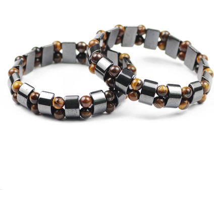No.7 Boyutu Kaplumbağa Gözü Hematit Şans Bilekliği Erkekler Için Tiger Eye & Hematit Bileklikler Kadınlar Için Doğal Enerji Taşı Çift Bilezik Takı (Yurt Dışından) modelleri
