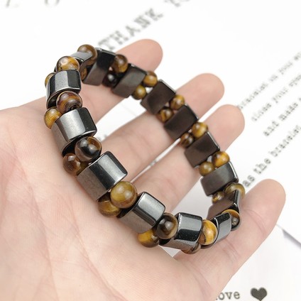 No.7 Boyutu Kaplumbağa Gözü Hematit Şans Bilekliği Erkekler Için Tiger Eye & Hematit Bileklikler Kadınlar Için Doğal Enerji Taşı Çift Bilezik Takı (Yurt Dışından) fırsatları