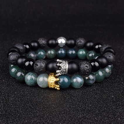 17CM Tarzı No.24 Boyutu Taş Boncuk Bileklik Çifti Hediye Arkadaşlar Takı Erkek Setleri Taç Kadın Bilezik Doğal Taş Boncuklu Bilezik Çift Bileziği (Yurt Dışından) modelleri