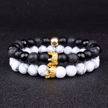 17CM Tarzı No.24 Boyutu Taş Boncuk Bileklik Çifti Hediye Arkadaşlar Takı Erkek Setleri Taç Kadın Bilezik Doğal Taş Boncuklu Bilezik Çift Bileziği (Yurt Dışından) fırsatları