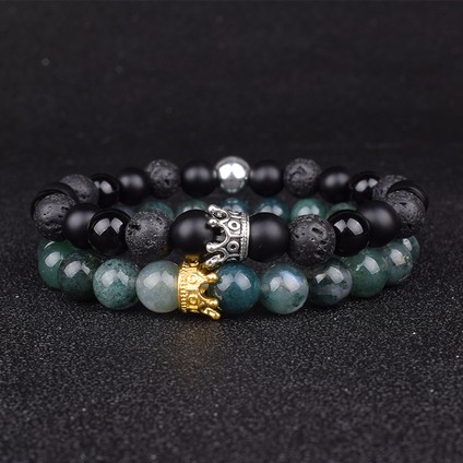 17CM Tarzı No.24 Boyutu Taş Boncuk Bileklik Çifti Hediye Arkadaşlar Takı Erkek Setleri Taç Kadın Bilezik Doğal Taş Boncuklu Bilezik Çift Bileziği (Yurt Dışından) indirimleri